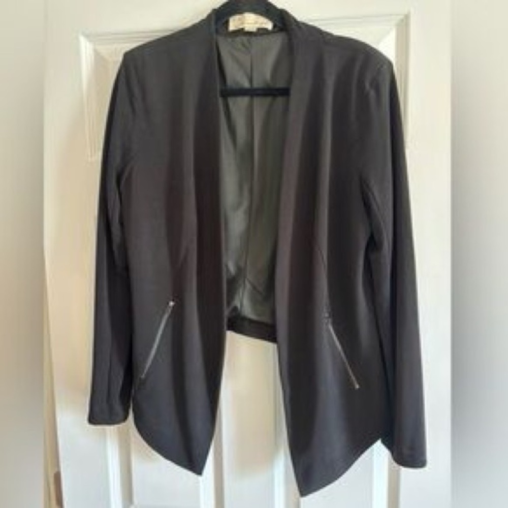 Vintage Havana black open from no collar blazer/jacket Size L - Picture 2 of 8